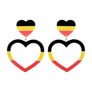 Earrings^Haus Of Dizzy Aboriginal Flag Barbie Hearts