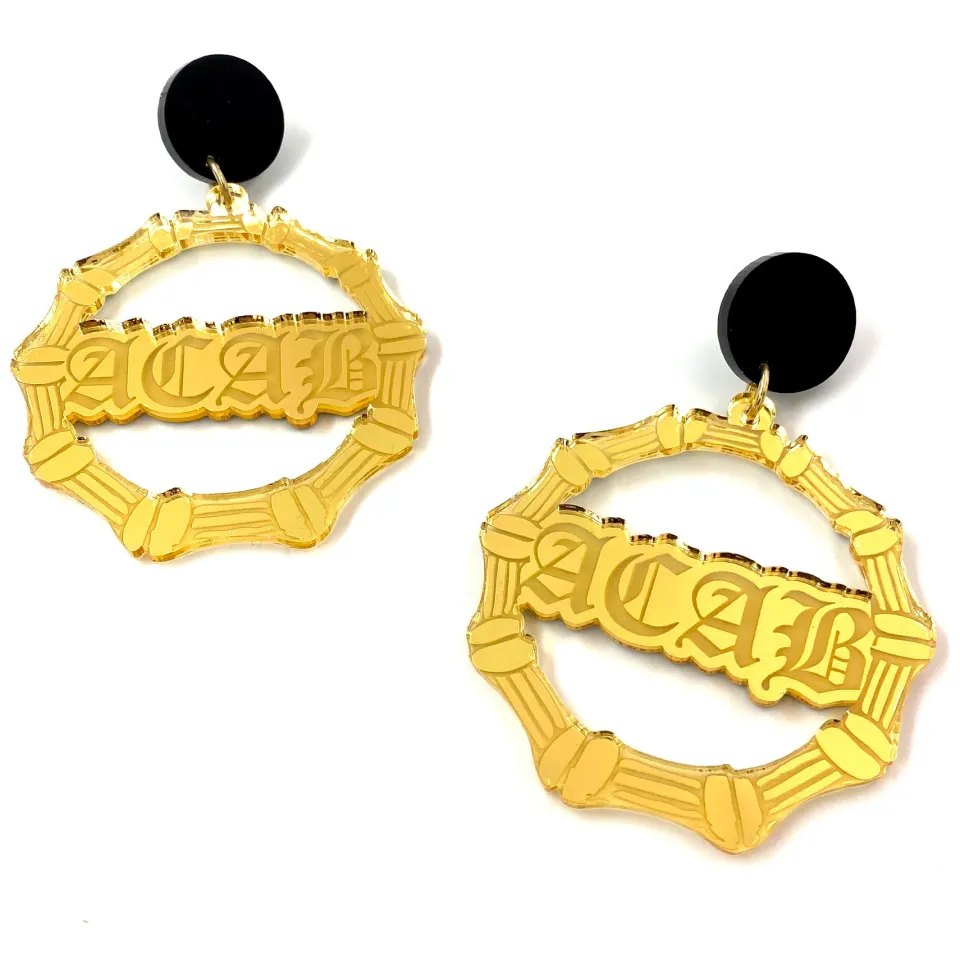 haus_of_dizzy_acab_bamboo_0.webp Bamboo Hoops | Earrings^Haus Of Dizzy 'ACAB' Bamboo Hoops