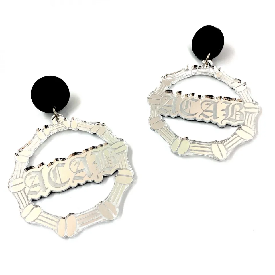 haus_of_dizzy_acab_bamboo_2.webp Bamboo Hoops | Earrings^Haus Of Dizzy 'ACAB' Bamboo Hoops