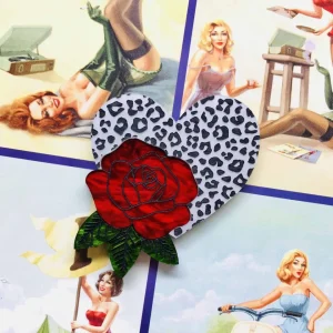 Pins/Patches^Haus Of Dizzy 'Amy' Leopard Heart Pin