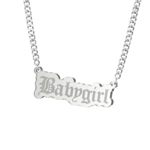 Necklaces^Haus Of Dizzy 'Babygirl' Plate Necklace