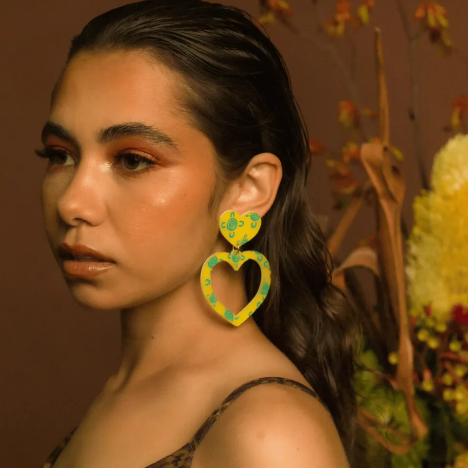 haus_of_dizzy_blak_collec_0-2.webp Earrings^Haus Of Dizzy Blak Collection - Sea Glass 'Meeting Place' Heart Hoop Earrings