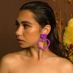 Earrings^Haus Of Dizzy Blak Collection - Sea Glass 'Meeting Place' Heart Hoop Earrings