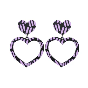 Earrings^Haus Of Dizzy Blak Collection – 'Markings' Heart Hoop Earrings