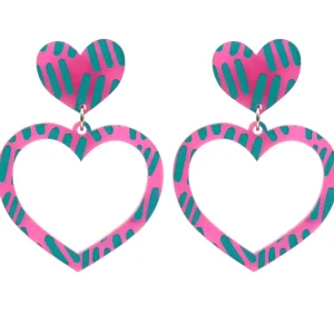 Earrings^Haus Of Dizzy Blak Collection - Sea Glass 'Meeting Place' Heart Hoop Earrings