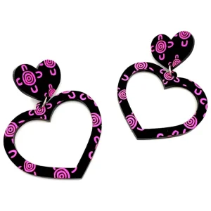 Earrings^Haus Of Dizzy Blak Collection - 'Meeting Place' Heart Hoop Earrings