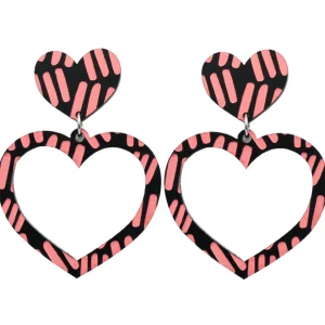 Earrings^Haus Of Dizzy Blak Collection – 'Markings' Heart Hoop Earrings