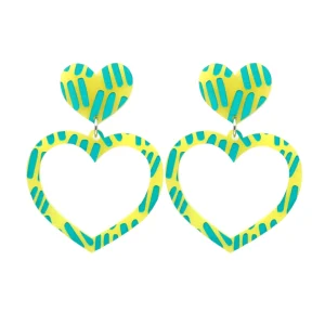 Earrings^Haus Of Dizzy Blak Collection - Sea Glass 'Meeting Place' Heart Hoop Earrings
