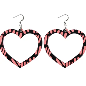 Earrings^Haus Of Dizzy Blak Collection – 'Markings' Heart Hoop Earrings