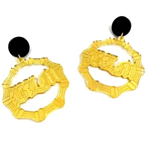 Earrings^Haus Of Dizzy 'BLM' Bamboo Hoops