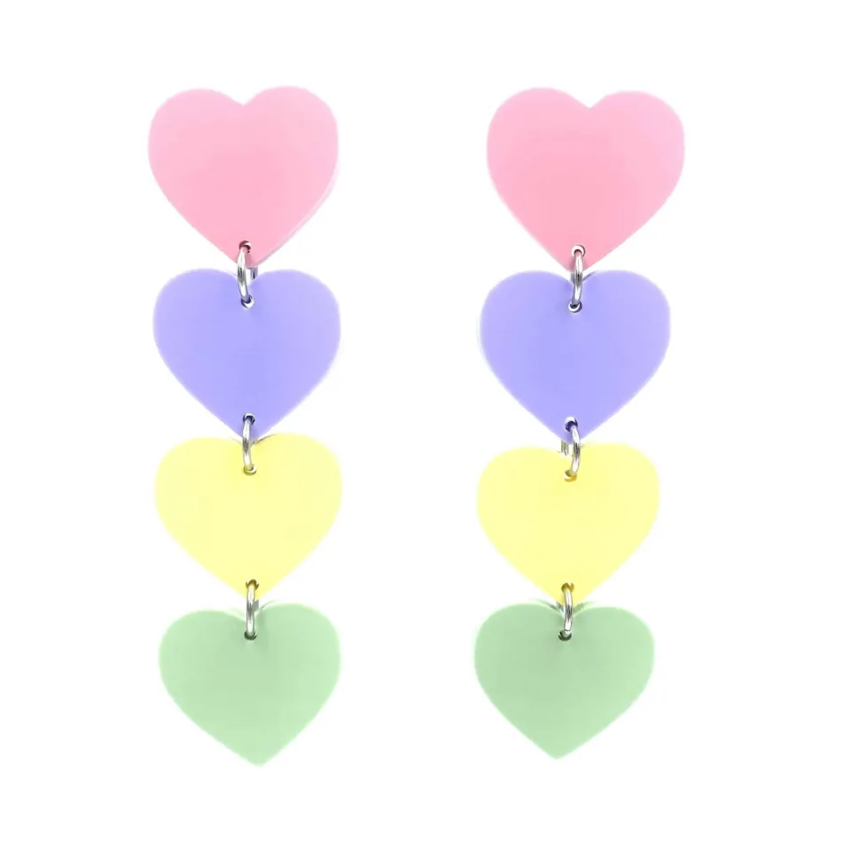 haus_of_dizzy_chain_of_he_0.webp Hair Accessories | Earrings^Haus Of Dizzy 'Chain of Hearts' Pastel Earrings