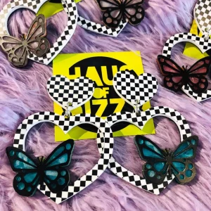 Earrings^Haus Of Dizzy Checkered Butterfly Heart Earrings