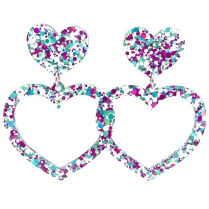 Earrings^Haus Of Dizzy Confetti Barbie Heart Earrings