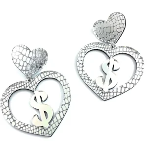 Earrings^Haus Of Dizzy 'Croc Dollarz' Mirror Heart Earrings
