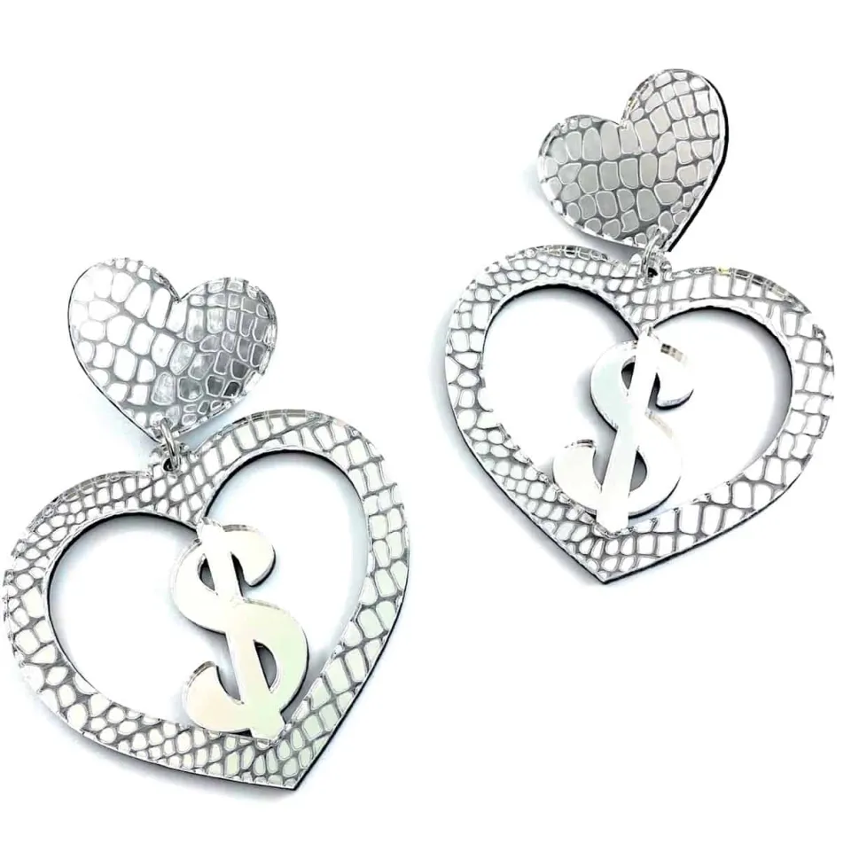 haus_of_dizzy_croc_dollar_0.webp Earrings^Haus Of Dizzy 'Croc Dollarz' Mirror Heart Earrings