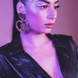 Earrings^Haus Of Dizzy 'Croc Dollarz' Mirror Heart Earrings