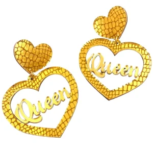 Earrings^Haus Of Dizzy 'Croc Queen' Mirror Heart Earrings