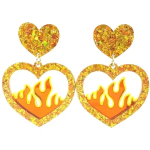 Earrings^Haus Of Dizzy Crystal Flame Heart Earrings ?