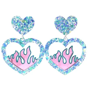 Earrings^Haus Of Dizzy Crystal Flame Heart Earrings ?