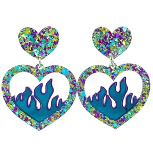 Earrings^Haus Of Dizzy Crystal Flame Heart Earrings ?