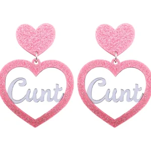 Earrings^Haus Of Dizzy 'Cunt' Glitter Heart Earrings