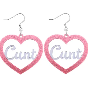 Earrings^Haus Of Dizzy 'Cunt' Glitter Heart Earrings