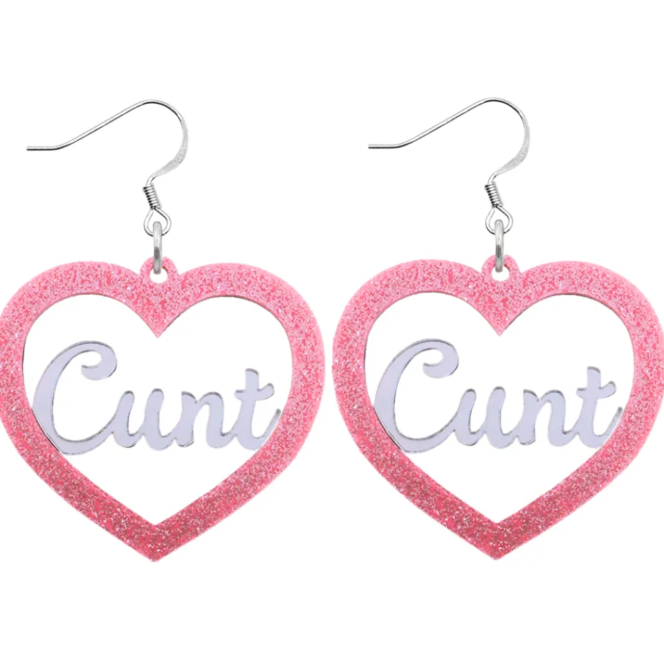 haus_of_dizzy_cunt_glitte_1.webp Earrings^Haus Of Dizzy 'Cunt' Glitter Heart Earrings