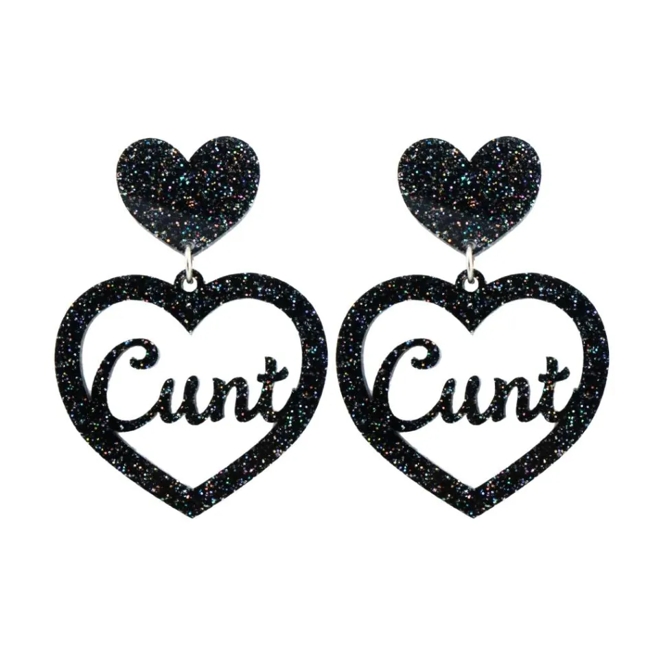 haus_of_dizzy_cunt_glitte_10.webp Earrings^Haus Of Dizzy 'Cunt' Glitter Heart Earrings