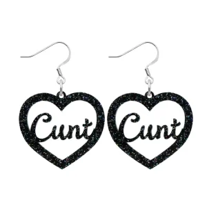 Earrings^Haus Of Dizzy 'Cunt' Glitter Heart Earrings