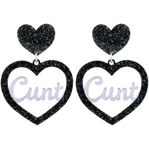 Earrings^Haus Of Dizzy 'Cunt' Glitter Heart Earrings