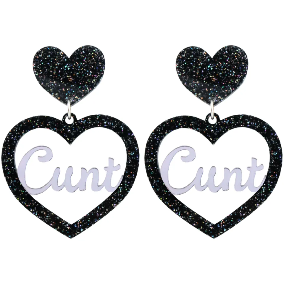 haus_of_dizzy_cunt_glitte_2.webp Earrings^Haus Of Dizzy 'Cunt' Glitter Heart Earrings