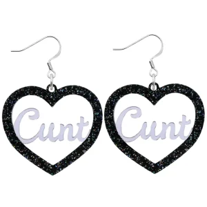 Earrings^Haus Of Dizzy 'Cunt' Glitter Heart Earrings