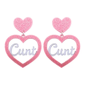 Earrings^Haus Of Dizzy 'Cunt' Glitter Heart Earrings