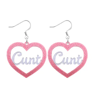 Earrings^Haus Of Dizzy 'Cunt' Glitter Heart Earrings