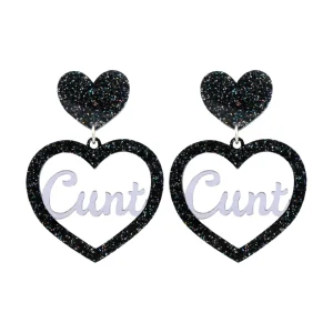 Earrings^Haus Of Dizzy 'Cunt' Glitter Heart Earrings