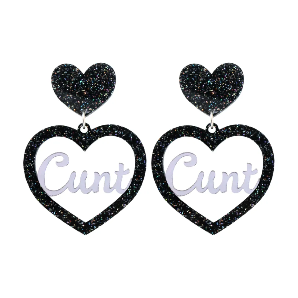 haus_of_dizzy_cunt_glitte_6.webp Earrings^Haus Of Dizzy 'Cunt' Glitter Heart Earrings