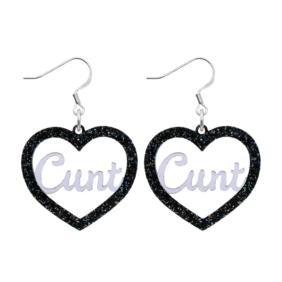 haus_of_dizzy_cunt_glitte_7.webp Earrings^Haus Of Dizzy 'Cunt' Glitter Heart Earrings