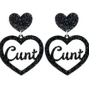 Earrings^Haus Of Dizzy 'Cunt' Glitter Heart Earrings