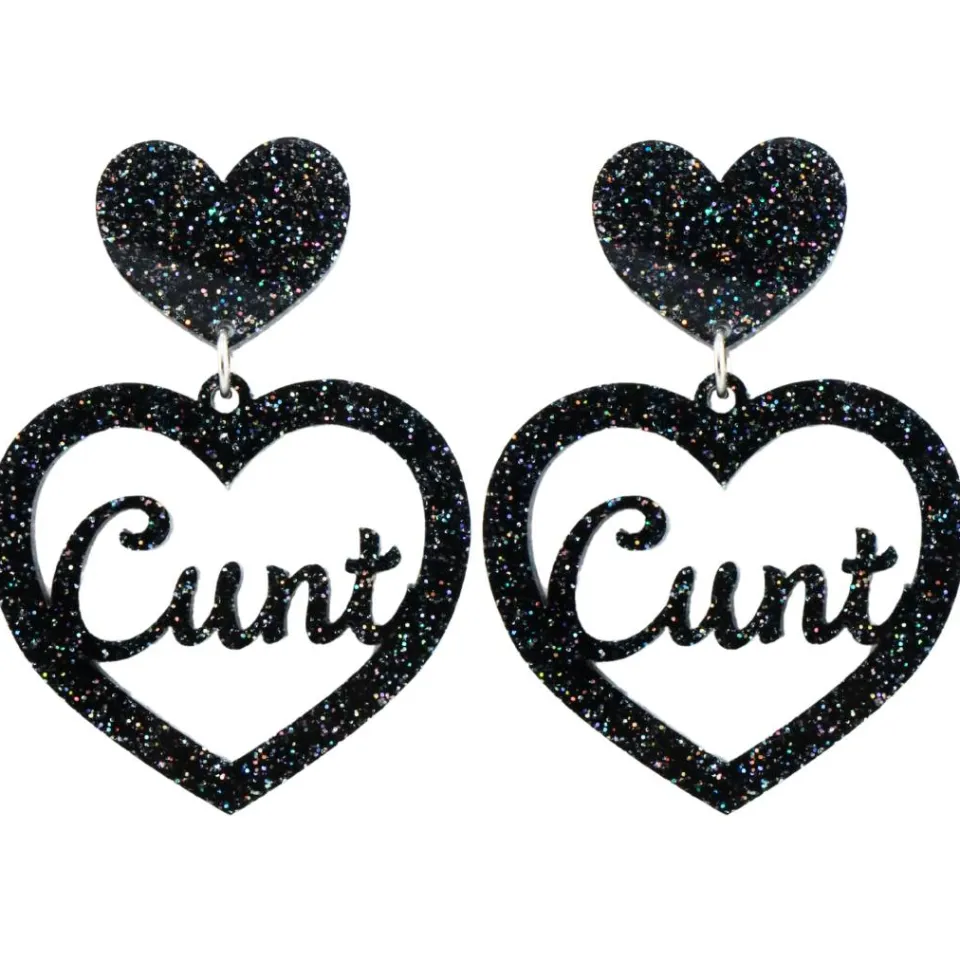 haus_of_dizzy_cunt_glitte_8.webp Earrings^Haus Of Dizzy 'Cunt' Glitter Heart Earrings