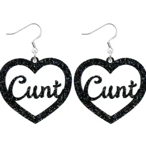 Earrings^Haus Of Dizzy 'Cunt' Glitter Heart Earrings