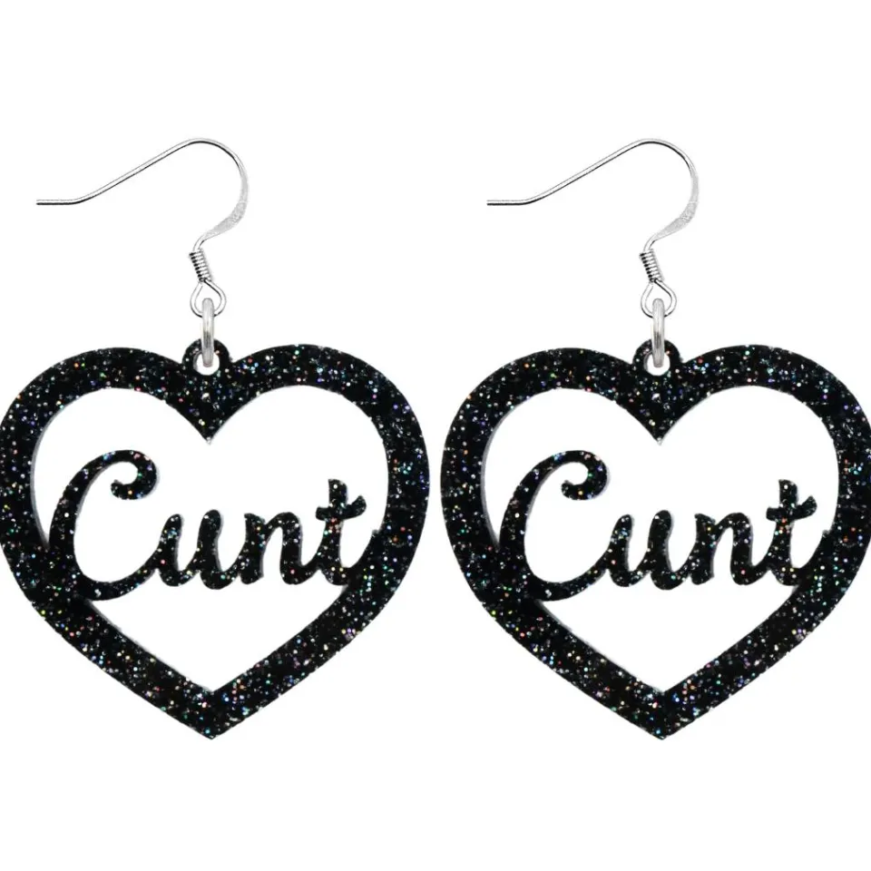 haus_of_dizzy_cunt_glitte_9.webp Earrings^Haus Of Dizzy 'Cunt' Glitter Heart Earrings
