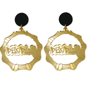 Earrings^Haus Of Dizzy 'Deadly' Bamboo Hoops