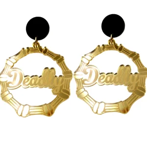 Earrings^Haus Of Dizzy 'Deadly' Bamboo Hoops