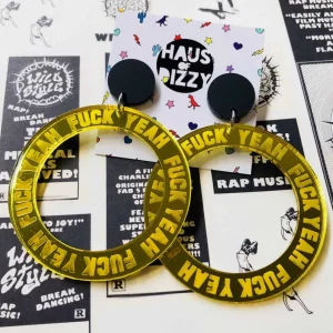 Earrings^Haus Of Dizzy 'F*CK YEAHHH' HOOPS