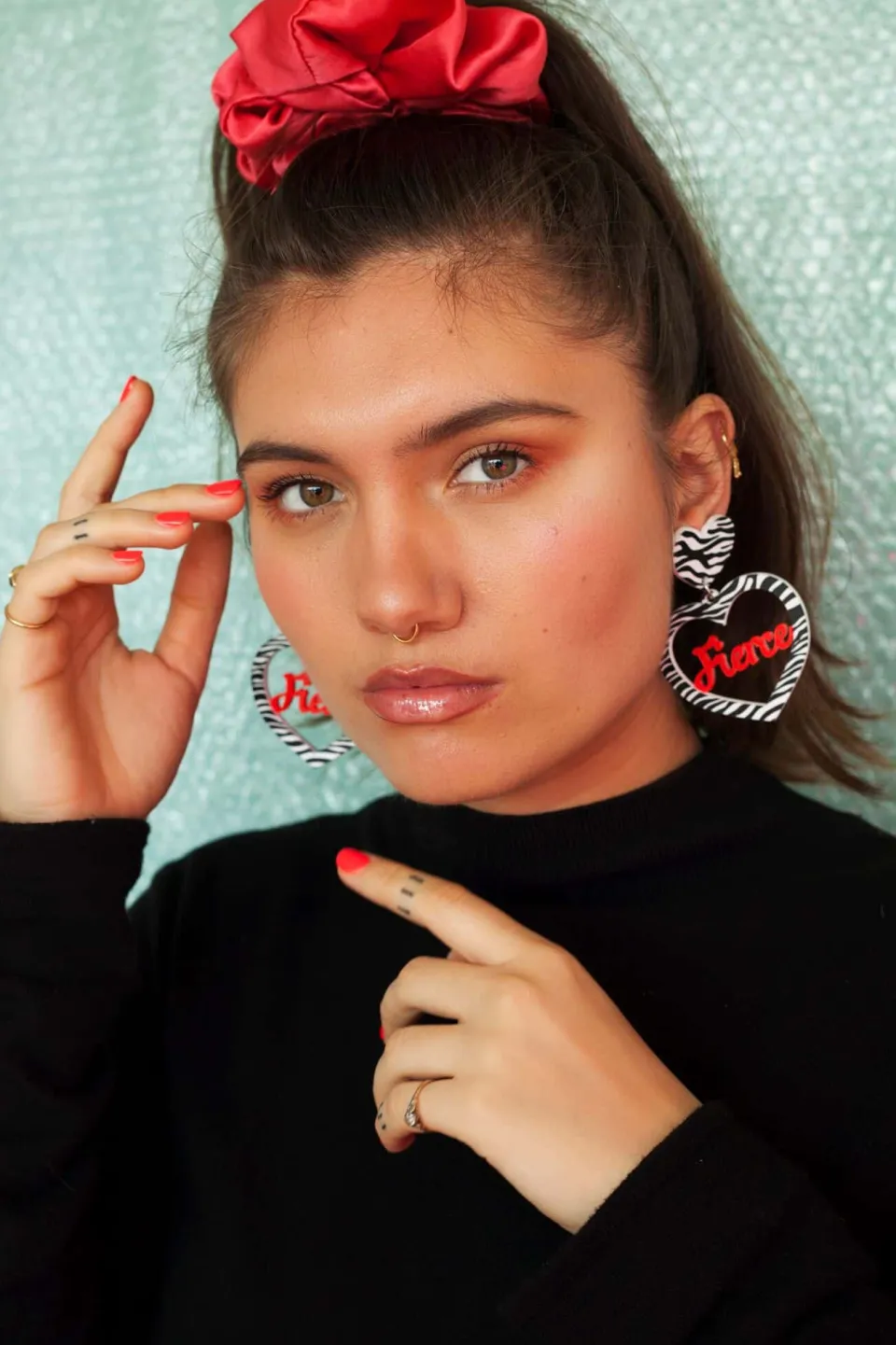 haus_of_dizzy_fierce_zebr_1.webp Earrings^Haus Of Dizzy 'Fierce' Zebra Print Heart Earrings