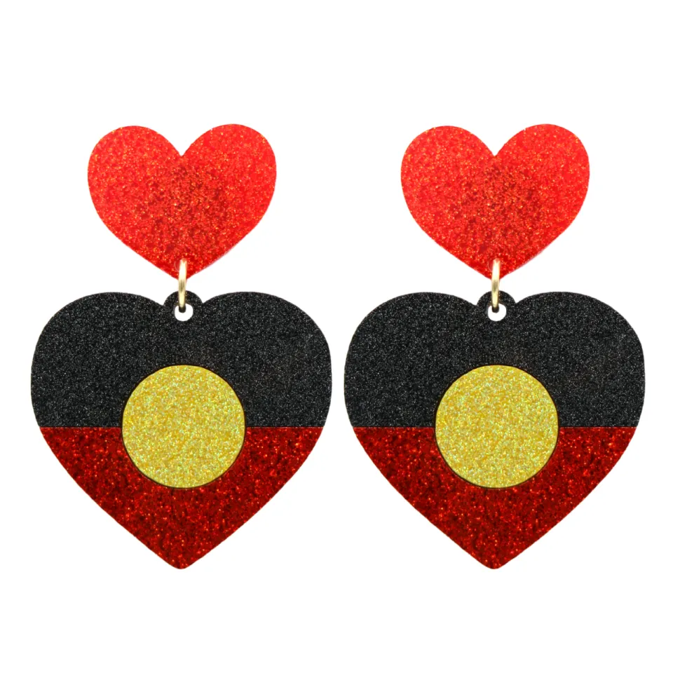 haus_of_dizzy_first_natio_2-1.webp Earrings^Haus Of Dizzy 'First Nations Pride' Glitter Heart Earrings