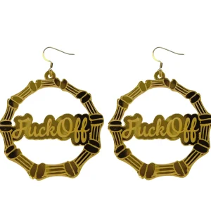 Bamboo Hoops | Earrings^Haus Of Dizzy 'Fuck Off' Bamboo Hoops