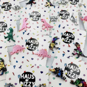 Earrings^Haus Of Dizzy Glitter Dinosaur Studs