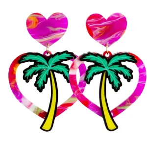 Earrings^Haus Of Dizzy Hawaiian Sunset Heart Earrings