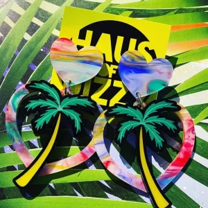 Earrings^Haus Of Dizzy Hawaiian Sunset Heart Earrings